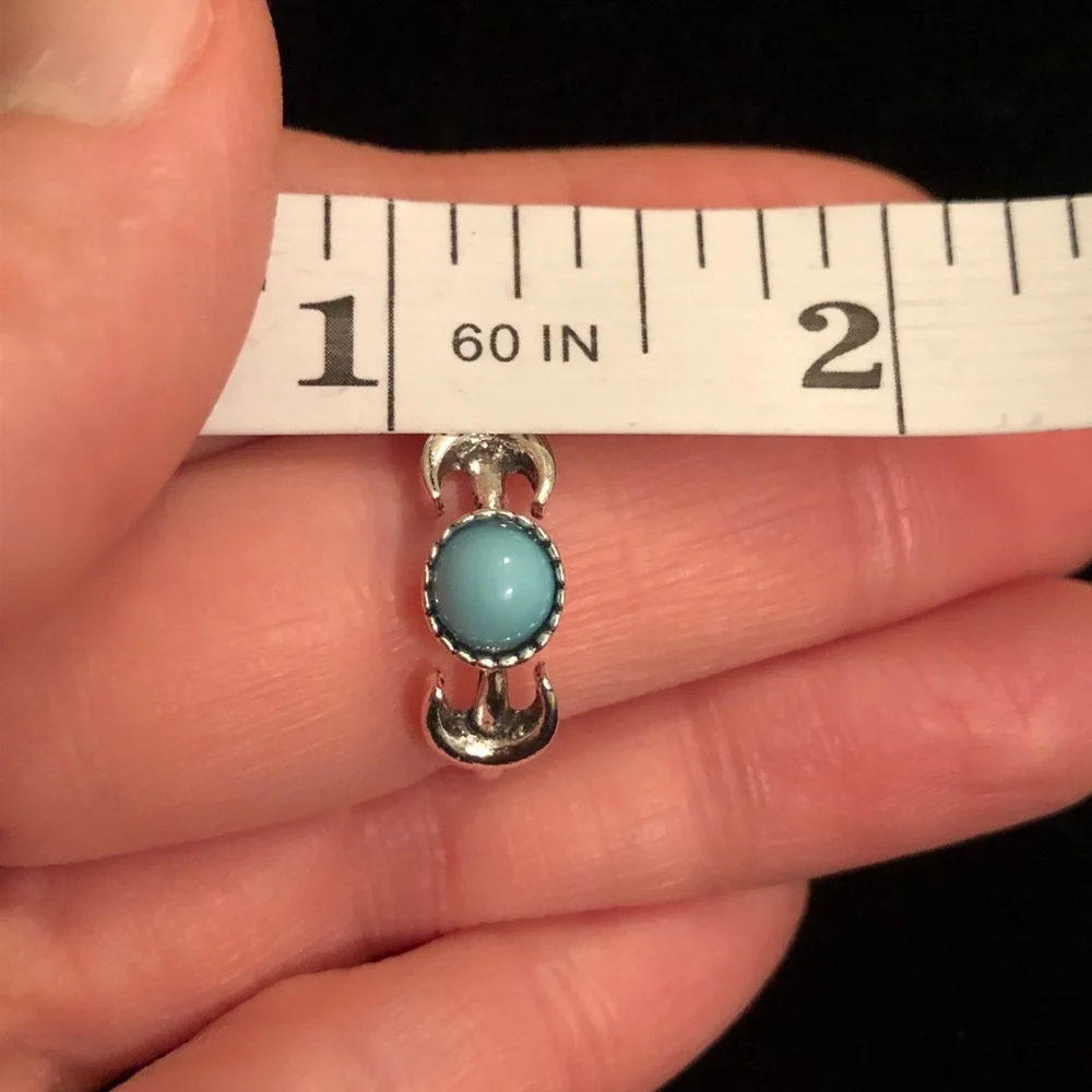 Silver Tone and Blue Faux Stone Ring